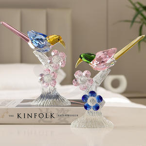 HBL Décoration de maison et de bureau en cristal gravé de style américain, oiseau de luxe, perroquet, artisanat animal, ensemble de cadeaux, accessoires - Product Image 3