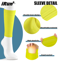 Manchons de protection de tibia de football en polyester IRun avec logo personnalisé, protection professionnelle, manchon de compression pour jeunes et adultes