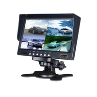 Monitor Independiente de 7 Pulgadas con Entrada de Video de 12-24V, Panel Digital IPS TFT LCD para Automóvil, Pantalla Dividida de 4 Canales, para Camiones y Autobuses, con Visión Trasera