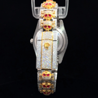 Nouvelle montre de luxe à mouvement à quartz, étanche 5 ATM, unisexe, en acier inoxydable, entièrement sertie de diamants VVS Moissanite, cadran de 46 mm, verre pour affaires