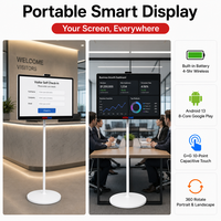 KEINONE Téléviseur intelligent portable 32 pouces Android 13 sans fil avec batterie intégrée, rotation à 360°, support au sol, prise en charge du texte SDK, CMS intégré