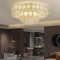 Plafonnier à LED lustre en cristal de luxe chambre à coucher lampe ronde de salon plafonnier d'intérieur