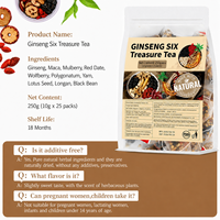 Tisane Énergisante Ginseng Maca Six Trésors Mélange Goji Mûre Datte Rouge Polygonatum Igname Sachets de Tisane aux Herbes pour la Santé Rénale Masculine Énergie OEM