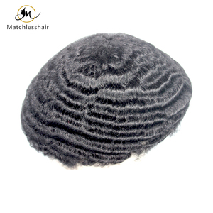 Pizzo 10mm Afro onda arricciatura per gli uomini neri unità di ricambio dei capelli 130% densità africano americano unità di capelli parrucche - Product Image 4