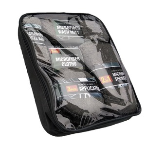 Microfiber Car Cleaning Kit 9-Piece Set <b>Scratch</b>-Free Wash Mitt Cloths Sponge Wheel Brush Applicator <b>Pads</b> - Product Image 2