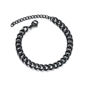 Chaîne Hip Hop 3mm 5mm 7mm Bracelet de chaîne cubaine Miami bijoux Punk pour hommes Bracelet de chaîne en acier inoxydable pour dames