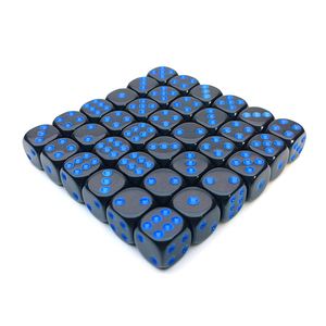 Dados de Plástico Negros Personalizados al por Mayor, D6 de 16 mm con Puntos Azules, Accesorios de Juego para Educación y Enseñanza - Product Image 4