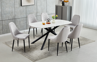 Table à manger moderne en céramique frittée de 12 mm avec plateau en marbre et pieds en métal pour cuisine, style européen
