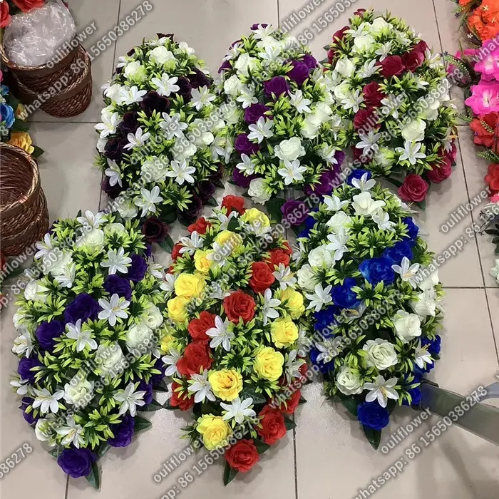 F-1763 künstliche Sympathie Blume Tribut Blumen Seiden kranz Beerdigung