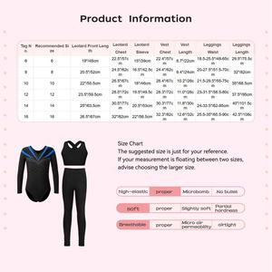 Justaucorps de gymnastique pour filles de 6 à 16 ans, tenue de danse, tenue de patinage artistique, justaucorps avec veste et legging pour costume de danse lyrique - Product Image 6