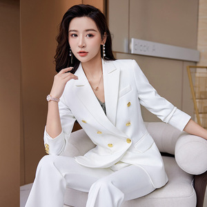 Women's Pink Suit Set Full Sleeve Notched Collar Elegant Office Wear Spring 2026 YX8017 - Product Image 2