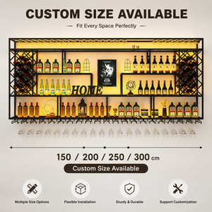 Portabottiglie da Parete a LED Personalizzato, <span class=keywords><strong>Scaffali</strong></span> in Ferro Industriale, Vetrina per Sala da Pranzo, Espositore per Bottiglie di Vino per Bar e Hotel - Product Image 3
