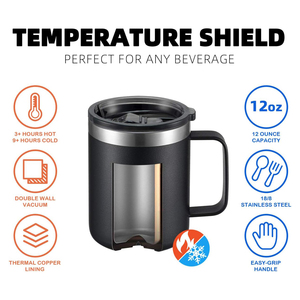 Custom Logo Double Wall 304 Stainless Steel 12oz Eco-Friendly Camping Beer Thermal Vacuum Coffee <b>Mug</b> Handle Boiling Water Safe - Product Image 4