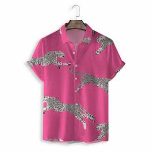 Chemises hawaïennes à manches courtes, panthère noire personnalisée, pour hommes, imprimé tendance, couleurs rose, de plage, col en V, nouvelle collection 2020 - Product Image 6