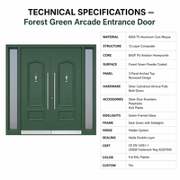 Portes extérieures doubles, portes d'entrée de villa, portes de sécurité minimalistes en alliage d'aluminium avec ouverture automatique et ouverture latérale