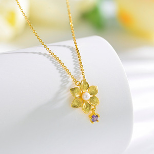 Fabricante al por mayor S925 Flor de plata esterlina perla natural de agua dulce con incrustaciones de circonio collar de mujer - Product Image 4