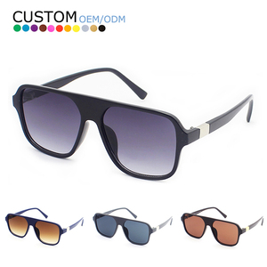 Factory New Arrival Trendy Flat Top Shades Sun Glasses Custom Men Plastic UV400 Protection Sunglasses - Product Image 1