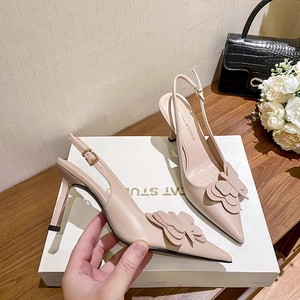 Zapatos de Tacón de Aguja Ultra Alto con Punta Abierta Estilo Dama, Zapatos de Boda con Adornos Florales y Tiras Finas para Mujer - Product Image 4