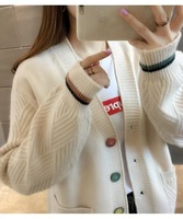 Cardigan en maille tendance à col en V et double boutonnage, anti-plis, à manches longues, pour femme, printemps-automne – Grande Vente