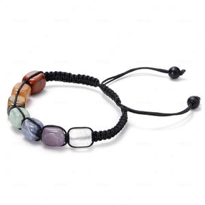 Braccialetti di pietra colorati in agata topazio vecchi e regolabili alla moda braccialetti di cristallo da uomo intrecciati con perline in pietra occhio di tigre - Product Image 5
