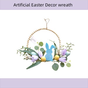 Prezzo all'ingrosso della fabbrica per la casa <span class=keywords><strong>fiori</strong></span> ornamentali fatti a mano corona cerchio <span class=keywords><strong>con</strong></span> coniglietto di pasqua per la primavera festa di pasqua porta uso - Product Image 3