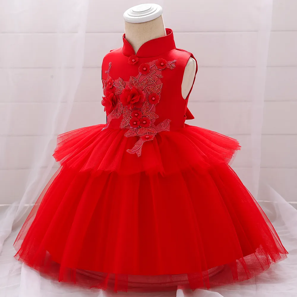 Bunga Gadis Gaun Elegan Formal Gaun Desain Baru untuk Pernikahan Party Dress L1915XZ