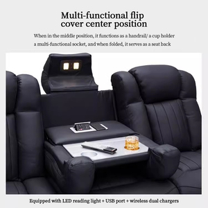 Fauteuils inclinables multifonctionnels en cuir PU à double point de couture pour <span class=keywords><strong>home</strong></span> cinéma, <span class=keywords><strong>canapé</strong></span> de cinéma électrique - Product Image 3
