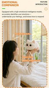 Robot de compagnie en peluche bionique interactif à intelligence artificielle pour le soutien émotionnel, avec contrôle par application, voix multilingue et interaction tactile - Product Image 6