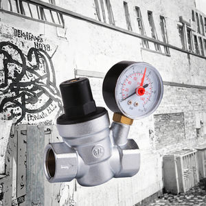 Válvula Reguladora de Presión de Agua Manual de Latón Plateado DN20 de 3/4 Pulgadas para RV con Manómetro Ajustable - Product Image 3