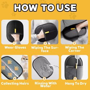 Pet Grooming <b>Cat</b> Hair Removal Glove for Clothes Bed Mat <b>Sofa</b> Pet Hair Remover Glove Pet Massage Cleaning Deshedding Glove - Product Image 6