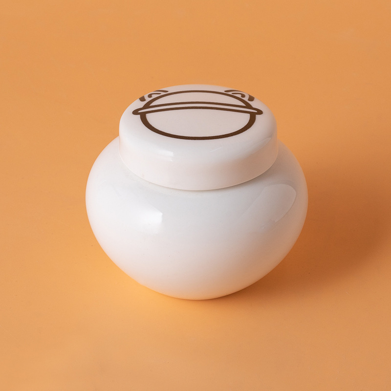 Round ash urn-white-black planet