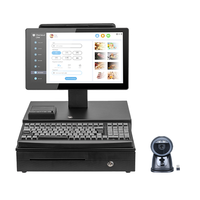 Quioscos 15,6 + pantalla dual de 11,6 pulgadas Juego completo de equipo de caja registradora, caja registradora sistema POS máquina de cajero, pago pos