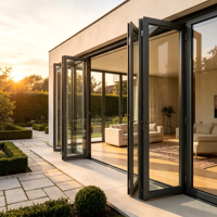 Ventanas correderas abatibles de aluminio con doble acristalamiento templado y certificado OEM