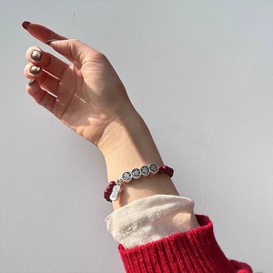 Cinnabar <b>Bead</b> Bracelet With 999 Pure <b>Silver</b> Charms Chinese Style Lucky Charm Unisex Everyday Wear - Product Image 4