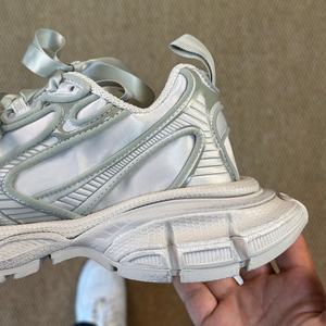 Baskets Chunky Vintage Gris Clair en Tissu Satiné avec Lacets Nœud, Semelle en Caoutchouc Vieilli, Résistantes aux Chocs, Chaussures de Marche en Maille pour Femme - Product Image 4