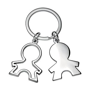 Porte-clés en métal pour deux garçons, couleur argent, porte-clés en forme de personne, cadeau pour enfants et adultes - Product Image 1