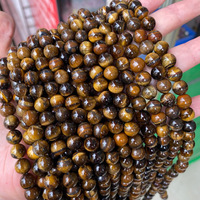 Pierres précieuses en gros, perles de pierre rondes, pierres précieuses authentiques, perles de pierres précieuses en vrac, perles de œil de tigre avec trou pour la fabrication de bijoux