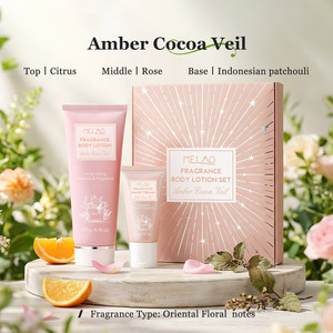Ensemble Lait Corporel et Crème Mains aux Notes Florales Orientales Formule Anti-Âge aux Peptides Barrière Cutanée Crème Mains au Rétinol Voile d'Ambre Cacao - Product Image 1
