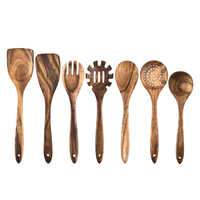 Ensemble d'ustensiles de cuisine en bois, ustensiles de cuisine antiadhésifs, cuillères et spatules en bois, cuillères en bois pour la cuisine, fourchette à salade