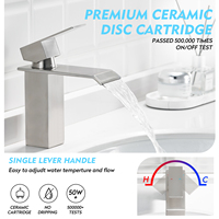 Robinet mitigeur de lavabo moderne en laiton poli, carré, à trou unique, avec cartouche céramique, pour montage sur comptoir, finition chromée