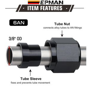 EPMAN alüminyum 6AN kadın tüp somun yedek AN6 ve somun kol 3/8 inç boru adaptörü uydurma siyah anodize epaeg116kan6 - Product Image 3