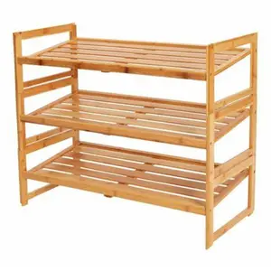 Bamboo Shoe Rack Storage Organizer 12-Batten Free Standing Tower Shoe Shelf wooden shoe rack