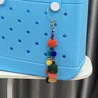 Nouveau sac de plage décoration gland avec mauvais œil breloque porte-clés bohème fait main porte-clés pour sac accessoires