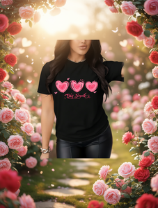 T-shirt Casual da Donna Big Smile con Stampa Cuore e Lettere, Girocollo, Manica Corta, 100% Cotone Traspirante Leggero, Top Primavera Estate - Product Image 2