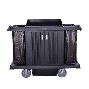 Chariot de nettoyage pour hôtel, de haute qualité, durable, en plastique, design fermé, 4 roues, capacité de 100 kg - Product Image 5