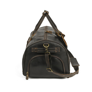 Bolsa de Viaje de Cuero Genuino para Hombre, Gran Capacidad, Negra, Estilo Vintage, Asa Suave, Color Sólido - Product Image 3
