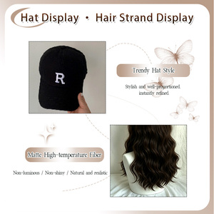 Perruque synthétique pour femme, 20 pouces, brune naturelle, lisse, avec casquette de baseball, densité 150%, ligne de cheveux naturelle, broderie lettre <span class=keywords><strong>R</strong></span>, pour usage quotidien - Product Image 5