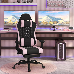 Barato giratorio juego de vídeo Pc venta al por mayor negro <span class=keywords><strong>Rosa</strong></span> Chaise <span class=keywords><strong>Gamer</strong></span> Oficina 2d masaje ordenador mujeres <span class=keywords><strong>Silla</strong></span> de juegos con reposapiés - Product Image 4