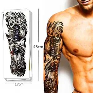 Pinkiou Temporary Tattoo Full Arm Body Stickers Arm Shoulder Tattoo For Man Women Buddha, Skull, Eagle eye, Beauty and Beast