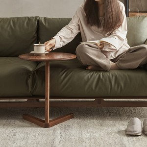 Solid Wood <b>Coffee</b> <b>Table</b> Walnut Round <b>Small</b> Side <b>Table</b> For Living Room Sofa - Product Image 3